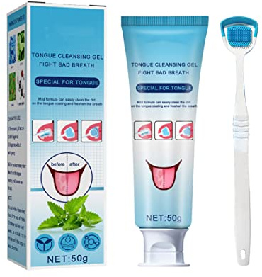 Kit D'élimination De La Langue Poilue Blanche, Gel Nettoyant Pour Langue Avec Brosse Nettoyante, Gel Nettoyant Pour Langue À La Menthe Fraîche, Kit De Brosse Nettoyante Pour Langue. (1)