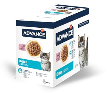 Advance Comida Húmeda para Gatitos con Pavo, Multipack 12 x 85 g, Total 1.02 kg