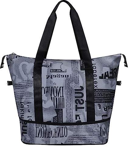 HUA ANGEL Grande Borsa da Viaggio Leggero Borsa da Palestra Impermeabile Borsa Tote Weekender con Tasca Bagnato per Sportiva Viaggi Yoga Nuoto Spiaggia Fitness