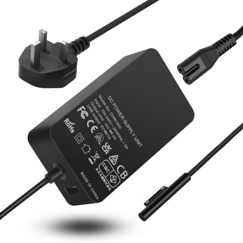 Surface Pro Charger, Surface Laptop Charger 65W 15V 4A Power Supply Adapter Compatible Microsoft Surface Pro 11/10/9/8/7+/7/6/5/4/3/X Surface Laptop 7/6/5/4/3/2/1 Surface Go1/2/3 Surface Book 1/2/3