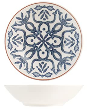 H&H Paxos Set 12 Piatti Fondi, Stoneware, Colori Assortiti, 20,5 cm