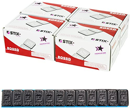 Stix Klebegewichte Rounded Slim Auswuchtgewichte 4800 Stück 5g 400 Streifen à 60g schwarz pulverbeschichtet verzinkt 3,5mm für Alufelgen