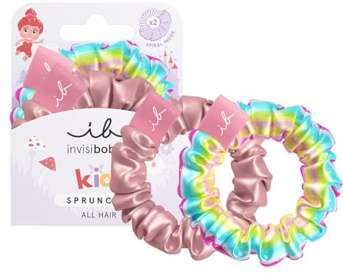 invisibobble Kids Too good to be blue, Bunter Scrunchie & Spiralhaargummi für Kinder, Maximaler Halt, Sanft zum Haar, Mädchen Haargummi, 2 Stück