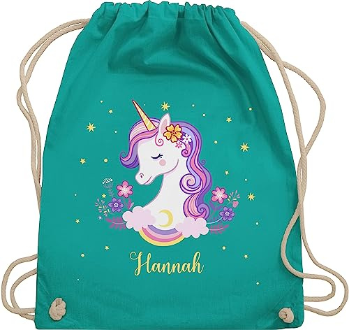 Turnbeutel Rucksack - Einhorn Geschenk Einhörner I Unicorn - Unisize - Türkis - personalisierte geschenke mädchen einhornrucksack unicorns name beutel wechselbeutel kita kinderturnbeutel