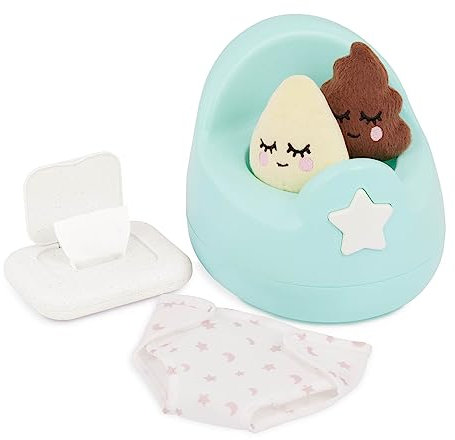 LullaBaby - Baby Puppen Töpfchen Set - Töpfchentraining Zubehör mit 2 Geräusche - 36 cm Baby-Puppe Zubehör - Plüschtiere, Windeln und Taschentücher - Spielzeug für Kinder ab 2 Jahren