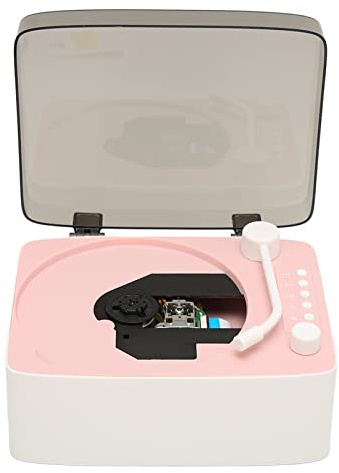 Vintage Retro CD-Player – Multifunktionaler Musikplayer mit HiFi-Lautsprechern und -Funktion (Rosa)
