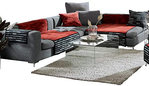 LOOKS BY WOLFGANG JOOP Sessel- und Sofaschoner rot/grau Größe 100x200 cm