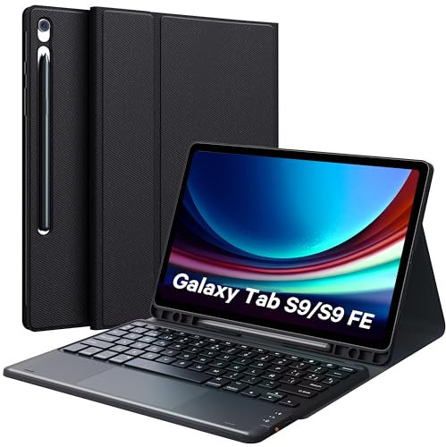 Earto Teclado Samsung Tab S10 Lite/S10 FE/S9 /S9 FE Smart Touchpad, Soporte para S-Pen, Desmontable Magnético Teclado para Samsung Galaxy Tablet S9 11”/S9 FE 10.9”, 2 Canales BT, Español Ñ, Negro
