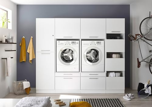 respekta Waschmaschinenschrank Trockner Schrank Wäscheschrank 235 cm Weiß Clara, HWRSET14