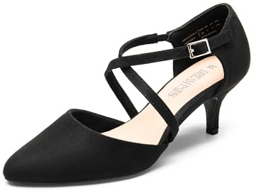 DREAM PAIRS Damen Sandale Pumps mit spitz zulaufenden hohen Absätzen, mit verstellbarem Schnallenverschluss,Size 38,Schwarz,SDPU2437W-E