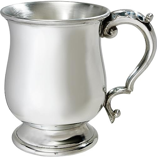 Zinn Krug 1 Pint Georgianisch Geformt Schmucklos Polierte Oberfläche Rein Schwer Messgerät Bier Krug Möglich für Gravur Personalisierte Geschenke für Männer und Frauen
