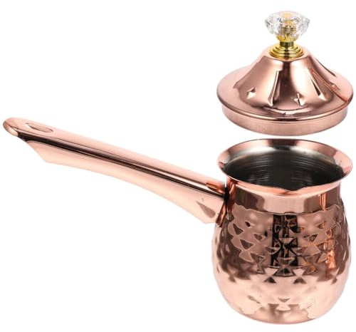 PRETYZOOM Turkish Coffee Pot Handmade Stainless Steel Heating Pot Unique Spout Capacity for Easy Pouring and Cleaning for Coffee and Daily Use