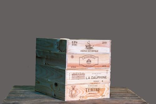 6 bottle Shallow size - Wooden Wine Box Crate for Vintage Shabby Chic Home Storage - SSF