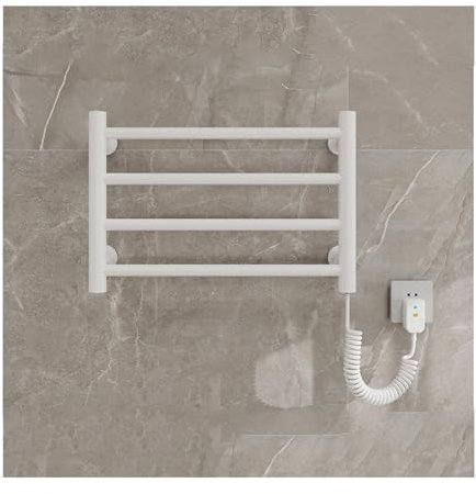 Scaldasalviette Elettrico Basso Consumo, Portasciugamani Riscaldato Elettrico Piccolo a Parete, Intelligente Termoarredo Bagno con Temperatura Costante, Plug In,A white,Right Line