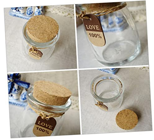 Cabilock Bocaux À Miel En Verre De 100 Ml Avec Couvercles En Liège Mini Bouteilles De Miel Pour De Mariage Avec Étiquettes Pour Fête À Domicile