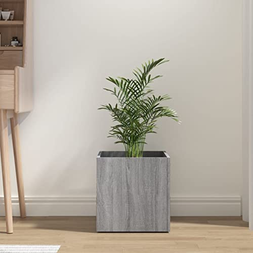 Vopese Jardinera Madera contrachapada Gris Sonoma 40x40x40 cm Adecuado para Plantar Plantas y Flores, macetas de Exterior adecuadas para terrazas, Balcones y Patios