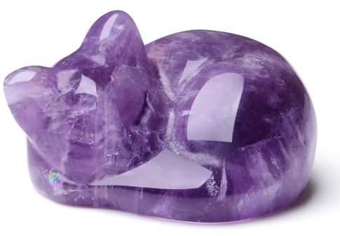 XIANNVXI Katzen Deko Amethyst Kristall Figur Katzenfiguren Steine Geburtstag Geschenk für Katzenliebhaber