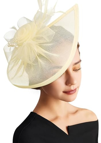DRESHOW Fascinator Hats Tea Party Hat Vintage Pillbox Hat Headband Cocktail Headwear for Girls and Women