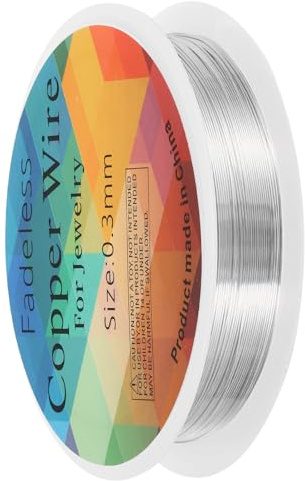 QUARKZMAN 0,1 mm / 28 Gauge Kupferdraht für die Schmuckherstellung, 1 Rolle Craft Anlaufbeständiger Perlen Draht für Schmuckherstellung Zubehör DIY (Silber)