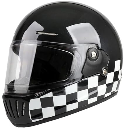 Vintage Integralhelm Retro-Motorräder Helm für Unisex Cruiser Integralhelme ECE Standard Motorrad Vier Jahreszeiten für Erwachsene Männer Women 1,L=59~60cm