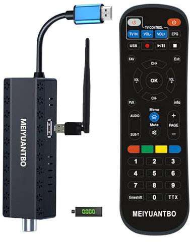 Decoder Digitale Terrestre 2025,Decoder DVB-T2, HD1080P H.265 HEVC Principale 10-Bit, Con USB WiFi MT-7601 Stick, Supporto HDMI/USB WIFI/DLNA/PVR/Multimedia [Telecomando 2-in-1 con controllo TV]