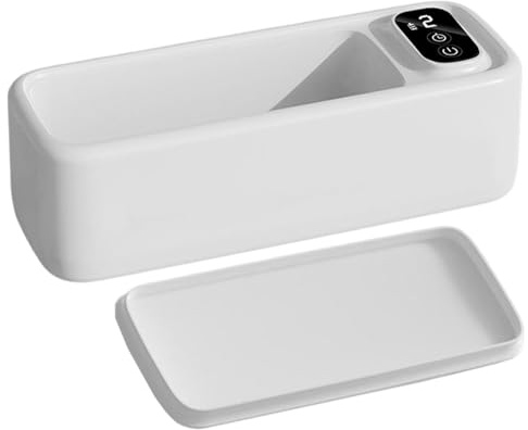 Nettoyeur à ultrasons pour lunettes - 3,7 V - Nettoyeur professionnel pour lunettes - Outil de nettoyage avec plusieurs affichages numériques pour brosses à dents avec pieds amortissants pour lunettes