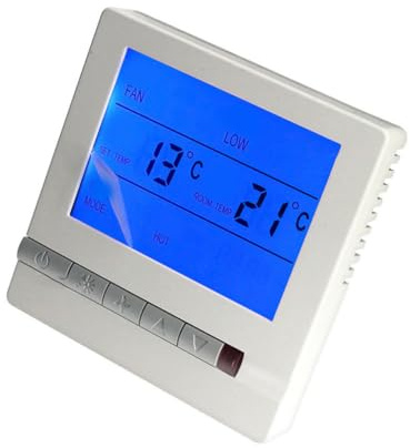 Termostato Display Grande con 220V Programmabile LCD per Interni | Controllo della Temperatura, Pulsanti Soft Touch, Protezione Anti-Interferenza, Struttura Ignifuga in Abs Bianco