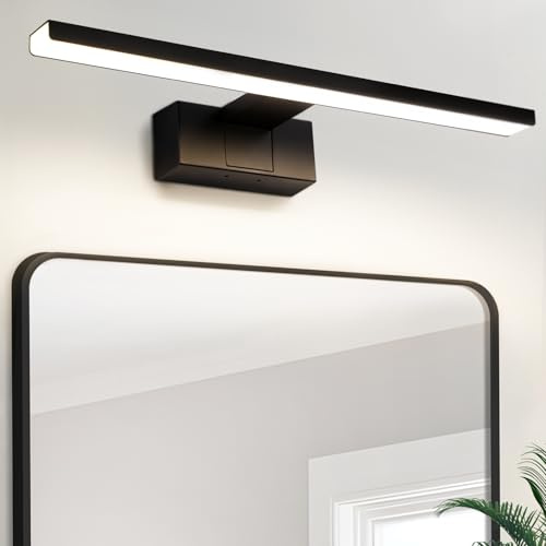 LED Spiegelleuchte für das Bad – Spiegellampe Badezimmer 12W Wandleuchte | 60cm Schwarz Wasserdicht IP44 4000K Neutralweiße Beleuchtung Modern Wandlampe für Bad Flur Veranda Innen im Freien