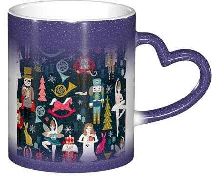 SABFWF Tasse à café personnalisée pour femme Motif ballet Casse-noisette danse de Noël Changement de couleur pour la maison et le bureau