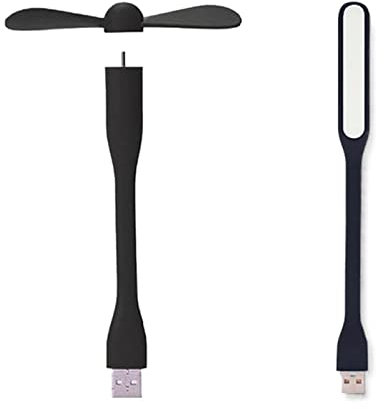 BCJMKDX Ventilateurs. Mini Ventilateur USB Flexible et Pliable, Ventilateur Portable et Lampe LED USB for l'alimentation(Black)