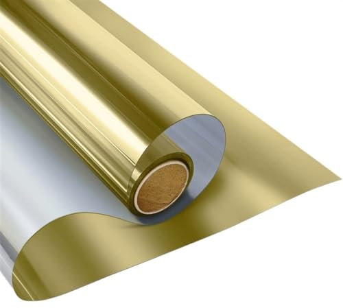 Janmobrian Spiegelfolie,Spiegelfolie Fenster Sichtschutz 40 * 200 cm Einweg-Spiegel-Fensterfolie, Sichtschutz, Sonnenschutz, Glas, Wärmekontrolle, reflektierende Folie(Gold)
