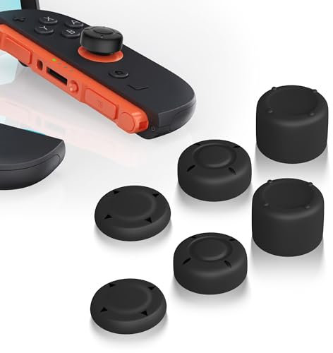 NEWZEROL Thumb Grips for Switch 2 Joy-Con, 3-Pair (6-Pack) Anti-Slip thumb Stick Caps, Ergonomic Joystick Cover for Enhanced Grip & Gaming Comfort - Black