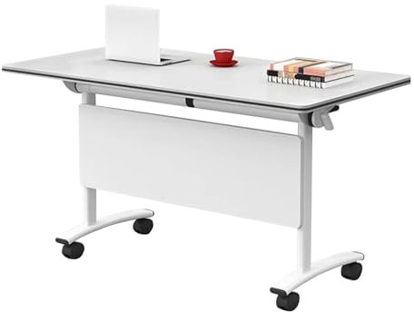 Konferenztisch Klappbarer tragbarer Konferenzraumtisch Klappbarer Besprechungstisch Büroschreibtisch, Seminar- und Schulungstisch aus Holz mit stabilem Metallrahmen und 360°-Rädern, einfache