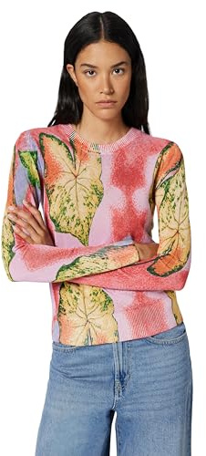 Desigual Donna Maglione Leggero con Foglie.