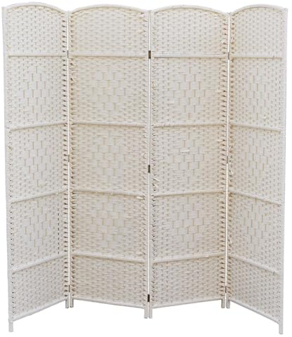 Paravento divisorio in bambù, 4 pannelli, pieghevole, 150 x 160 cm, divisorio indipendente in legno per uso interno, ideale per separazione camera da letto e soggiorno
