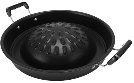 Focket Thai BBQ Grill Pfanne, 2 in 1 Nicht -Stick -Aluminium Hot Pot Grill Charcoal Pan für den Gebrauch Im Innenbereich Im Freien mit Gleichmäßiger Heizung für (35 cm/13.78in schwarz)