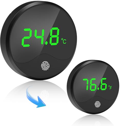 QZQ Fish Tank Thermometer LED Touch Screen Aquarium Thermometer Digital Wireless Precise Display ±1℃/±2°F Energy-saving Adhesive Fish Tank Accessories