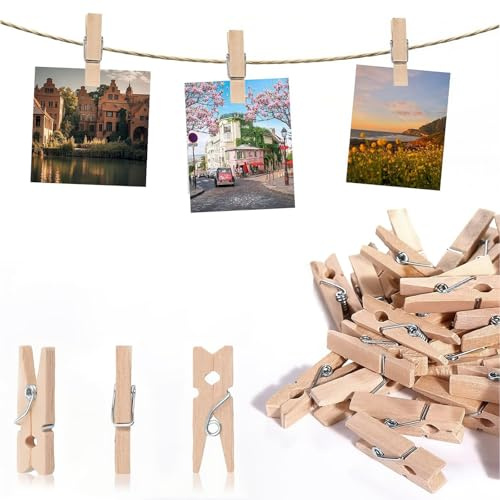 200 Stück Mini Holzklammern Klein 2,5 cm – Stabile Schwere Holz Craft Klammern, Deko Wäscheklammern & Natürliche Zierklammern für Fotowand, Fotos, Postkarten, Briefe – Ideal für DIY Craft, Heimdekorat