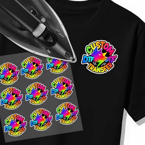 4 Zoll Ihr Logo Bügelaufdruck Personalisierter Kundenaufdruck für T-Shirts/Mütze/Hosen Aufkleber Wärmetransfer-Aufkleber für Kleidung DIY Dekorationen DTF Transfer druckbereit