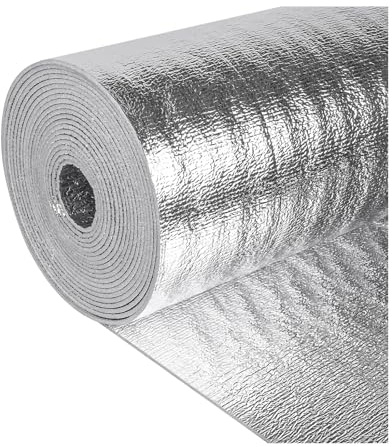 HBOOMOEM Foam Core Radiant Barrier，Radiator Reflector Panels for Floor，Aluminium Vapour Barrier，Can Be Cut to Any Length, Suitable for Walls, Pet Houses and Garages.(800CM/315IN,1CM/0.39IN)