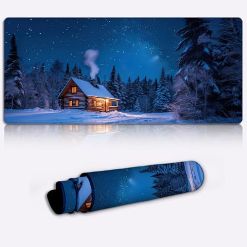 cozy winter night Printed PC Laptop Computer Mouse Mat Pad Non-Slip Rubber Base Pad Office Home Novelty Printed Desk Accessory Large Laptop Desktop Printed Art Ergonomic 600 * 350 * 4mm