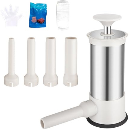 ERYUE 3.3Lbs Sausage Stuffer Stainless Steel Vertical Meat Filling No Power Supply Manual Press Homemade Sausage Maker with 4 Size Stuffing Tubes for Home Kitchen Use (Type 2)