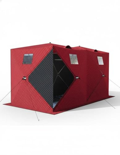 Garvee Pop-Up Ice Fishing Tent,Portable 3-Layer Insulated Ice Fishing Shelter Tent,1-8 Persons, Waterproof Oxford Fabric, Includes Anchors, Ropes & Carry Bag for Winter