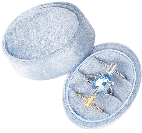 GORGECRAFT Scatola Ovale in Velluto Rosa per Anelli 3 Slot Tre Anelli Vintage di Alta qualità Gioielli Espositore Organizer Scatole Regalo Proposte di Matrimonio Fidanzamento Cerimonia Natale