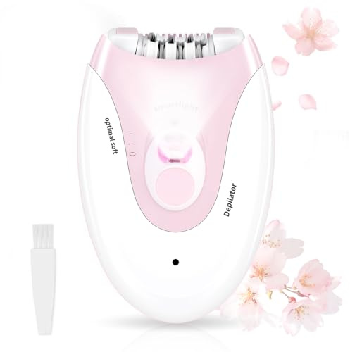 Epilator for Women - 2 Speeds Smooth Skin Face Epilators with LED - Long-Lasting Cordless Electric Tweezers Hair Remover for Armpit/Leg/Bikini Area/Arm/Facial Epilator Hair Removal for Women