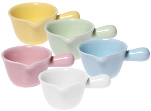 Bricco Latte Bar in Ceramica 100ml, 5 Pezzi, con Beccuccio | Brocca per Sciroppo in Ceramica, Brocca da Caffè per Hotel, Uso Multiplo per Salsa e Condimento