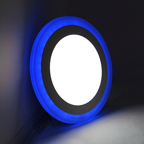 Long Life Lamp Company 12w Round Recessed LED Ceiling Panel Light Dual Colour Cool White Blue Ring