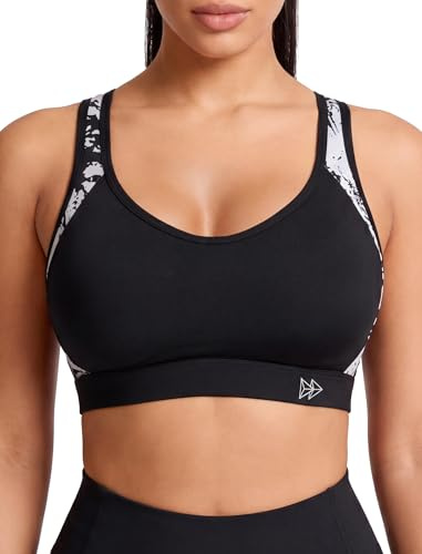 Yvette Sport BH Damen Starker Halt,gekreuztes Rücken | Große Größen,fest eingenähte Cups,breite Träger,für Fitness Lauf Reiten