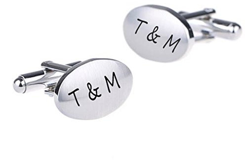 aplusashop ID Manschettenknöpfe mit Gravur nach Wunsch Edelstahl, Hochzeit, Business NEU 10 (Ohne Gravur)