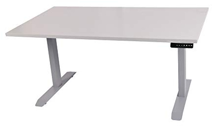 Szagato Schreibtisch stufenlos elektrisch höhenverstellbar BxTxH: 180x80x(64,5-129,5) cm lichtgrau, mit Memory-Funktion inkl. Tischplatte Stärke 2,5 cm (Stischgestell, Steh-Sitz Tisch)